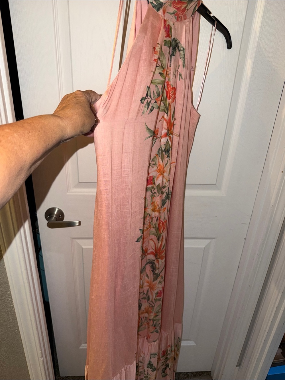Taylor Pink Floral Halter Maxi Dress